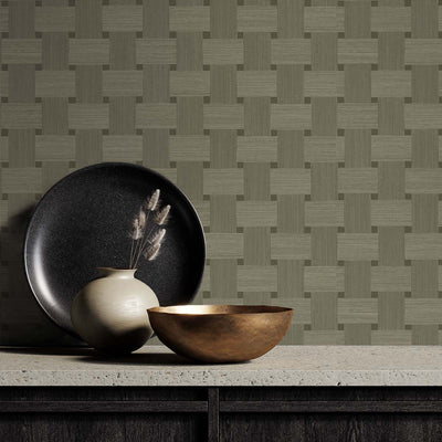 product image for Basketweave Raw Umber Wallpaper from the Even More Textures Collection by Seabrook 1