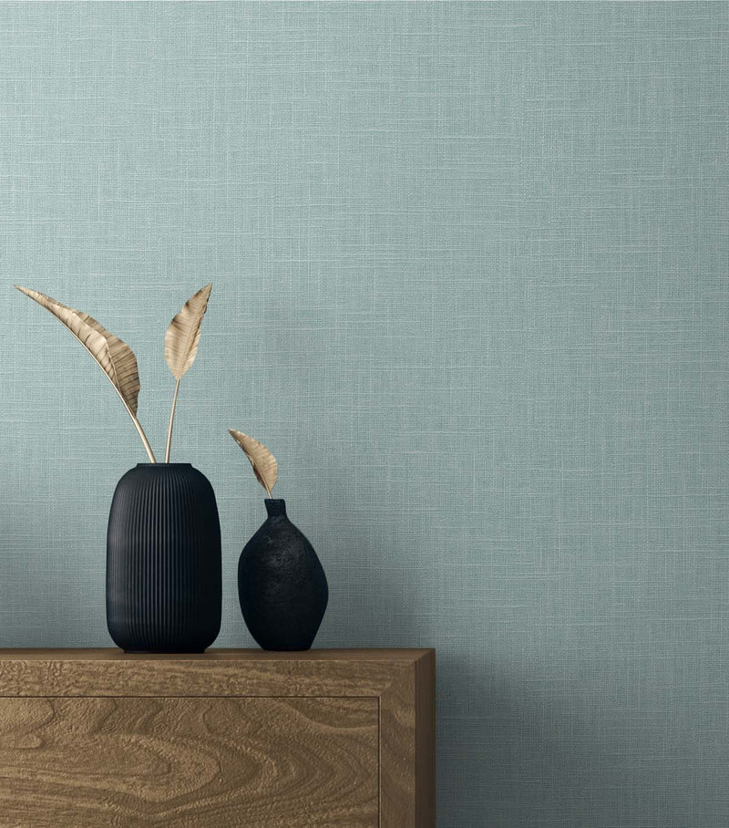 media image for Myrna Linen Victorian Teal Wallpaper from the Even More Textures Collection by Seabrook 220