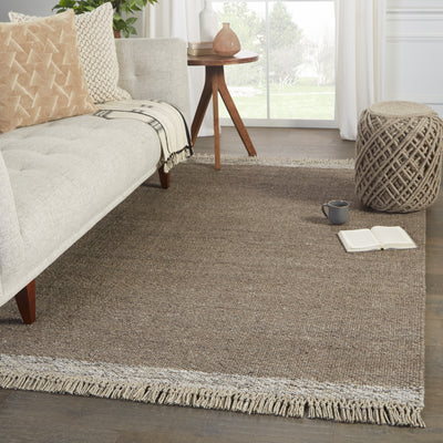 product image for Sunday Handmade Border Rug in Light Brown & Gray 15
