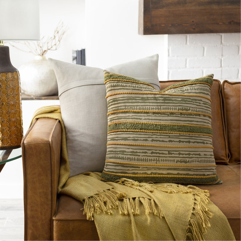 media image for Tanzania TZN-003 Woven Pillow in Olive & Beige by Surya 219