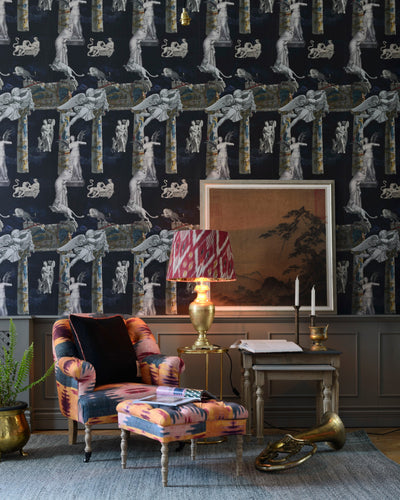 product image for Tales of Mythology Wallpaper in Indigo and Grey from the Wallpaper Compendium Collection by Mind the Gap 61