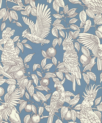 product image of Talk About Cockatoos Wallpaper in Faded Denim 566