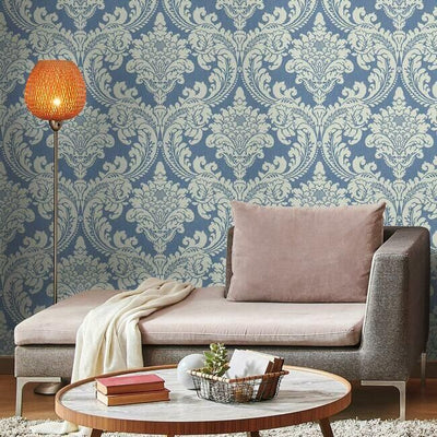 product image for Tapestry Damask Wallpaper in Blue from the Grandmillennial Collection by York Wallcoverings 74