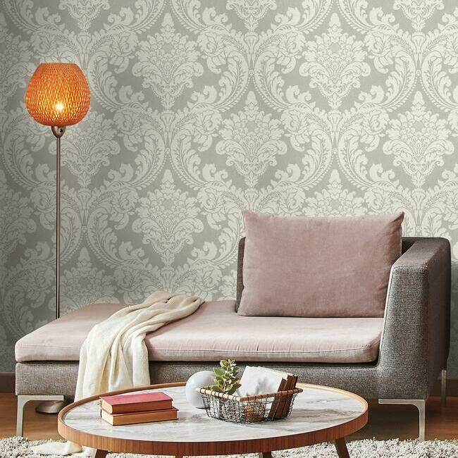 media image for Tapestry Damask Wallpaper in Grey from the Grandmillennial Collection by York Wallcoverings 21