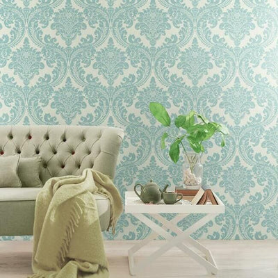 product image for Tapestry Damask Wallpaper in Teal from the Grandmillennial Collection by York Wallcoverings 3