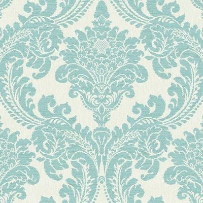 product image of sample tapestry damask wallpaper in teal from the grandmillennial collection by york wallcoverings 1 55