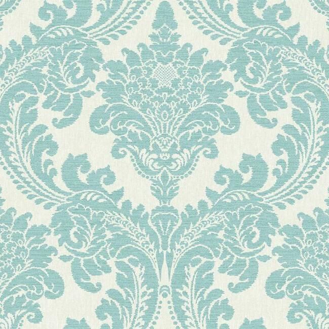 media image for sample tapestry damask wallpaper in teal from the grandmillennial collection by york wallcoverings 1 241