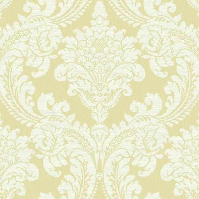 media image for Tapestry Damask Wallpaper in Yellow from the Grandmillennial Collection by York Wallcoverings 217