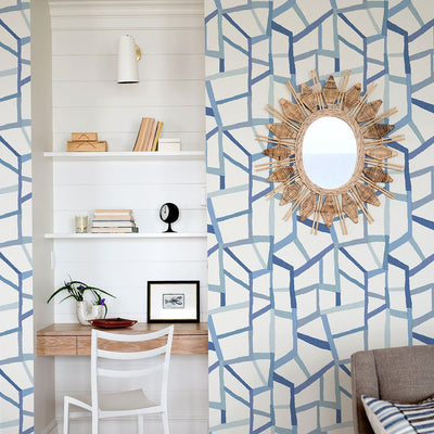 product image for Tate Geometric Linen Wallpaper in Blue from the Bluebell Collection by Brewster Home Fashions 64