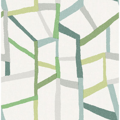 product image for Tate Geometric Linen Wallpaper in Green from the Bluebell Collection by Brewster Home Fashions 16
