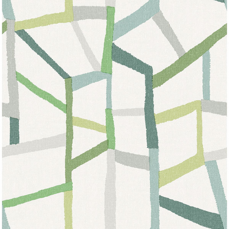 media image for Tate Geometric Linen Wallpaper in Green from the Bluebell Collection by Brewster Home Fashions 232