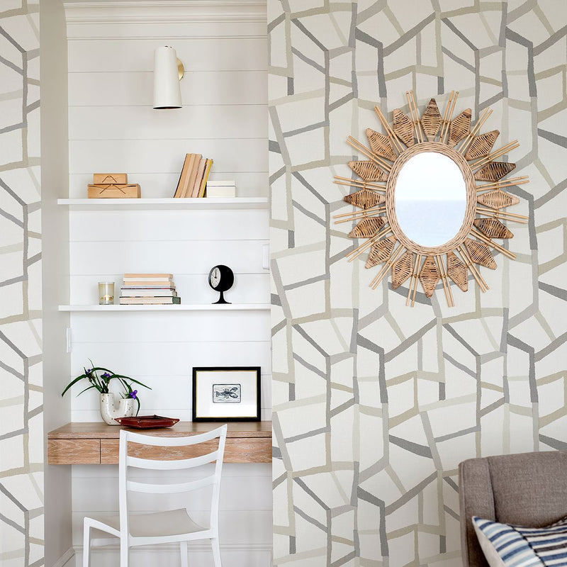 media image for Tate Geometric Linen Wallpaper in Grey from the Bluebell Collection by Brewster Home Fashions 277