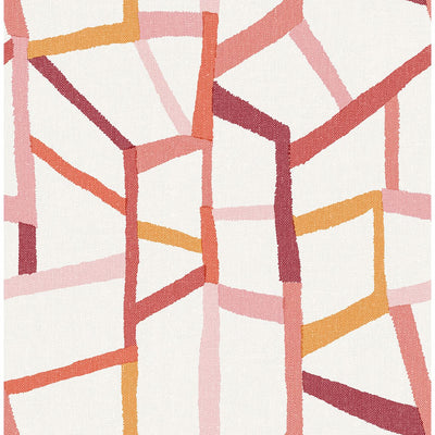 product image of Tate Geometric Linen Wallpaper in Pink from the Bluebell Collection by Brewster Home Fashions 50