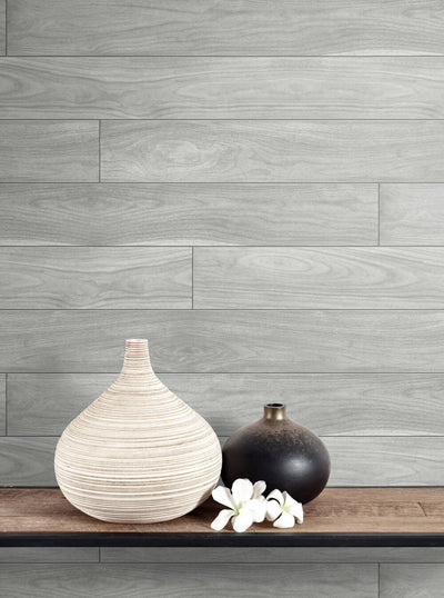 product image for Teak Planks Peel-and-Stick Wallpaper in Grey by NextWall 4