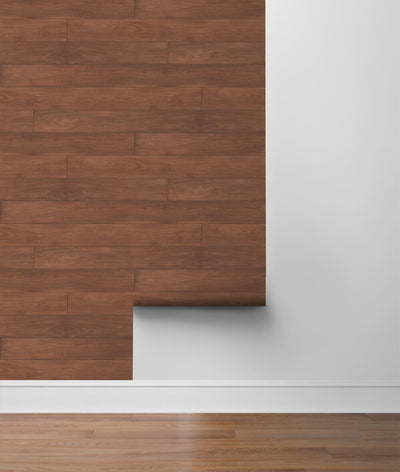 product image for teak planks peel and stick wallpaper in mahogany by nextwall 6 45
