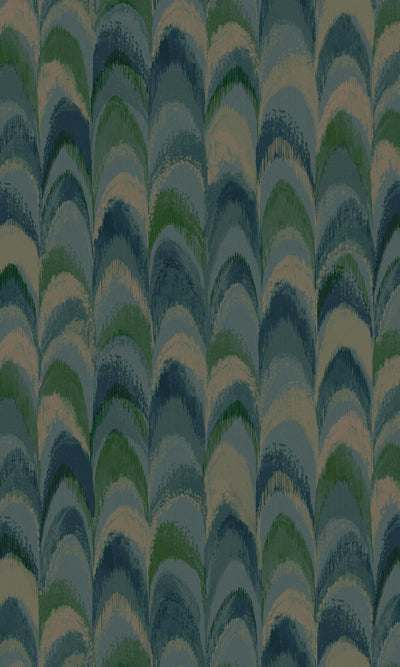 product image for Teal Peacock Feather-Inspired Geometric Wallpaper by Walls Republic 29