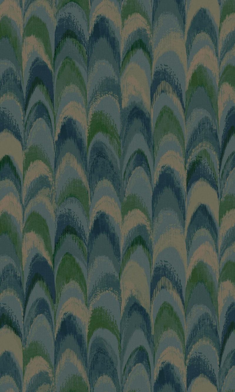 media image for Teal Peacock Feather-Inspired Geometric Wallpaper by Walls Republic 285
