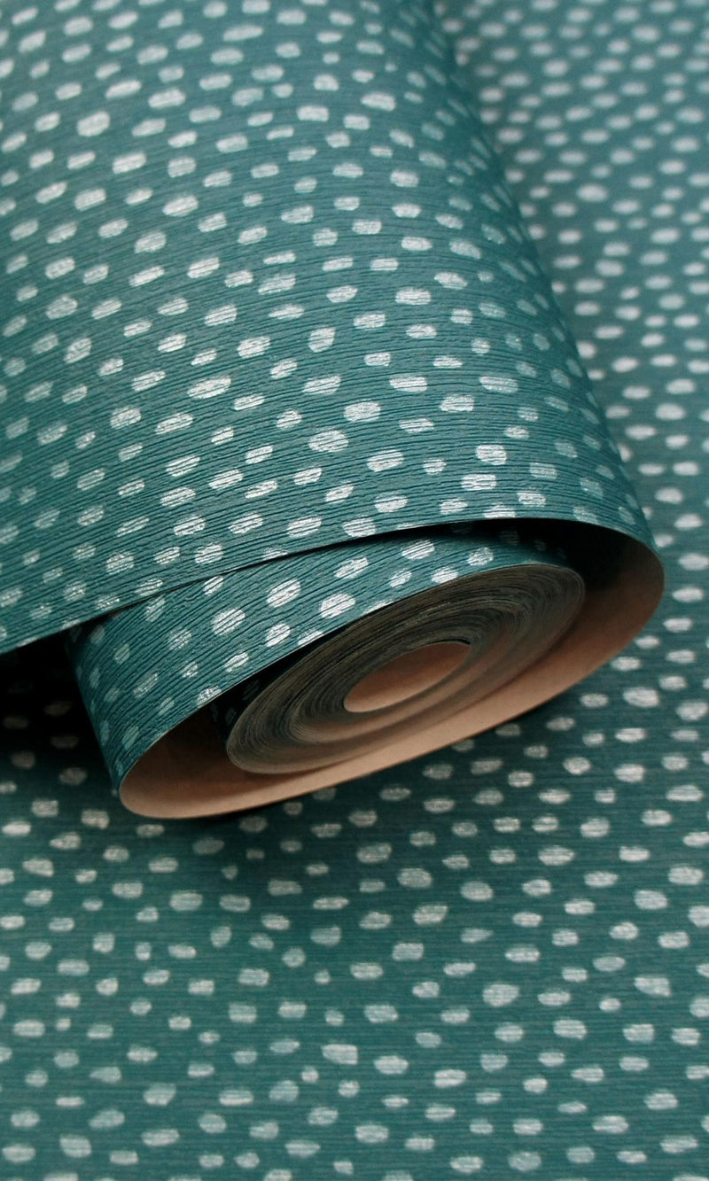 media image for Teal Dotted Plain Simple Textured Wallpaper by Walls Republic 266
