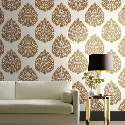 product image for Teardrop Damask Wallpaper in Gold from the Ronald Redding 24 Karat Collection by York Wallcoverings 97
