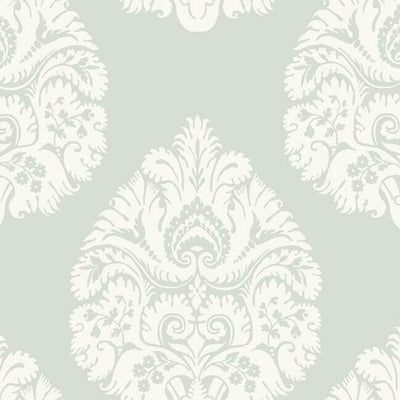 product image of sample teardrop damask wallpaper in light grey from the ronald redding 24 karat collection by york wallcoverings 1 577