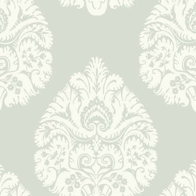 media image for sample teardrop damask wallpaper in light grey from the ronald redding 24 karat collection by york wallcoverings 1 220