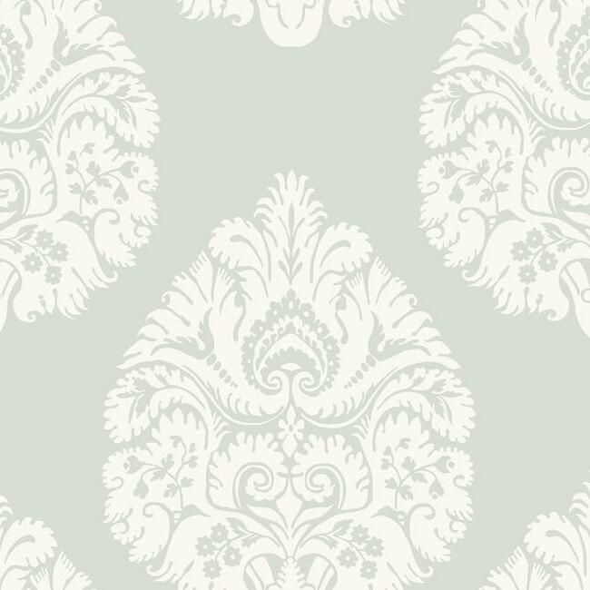 media image for sample teardrop damask wallpaper in light grey from the ronald redding 24 karat collection by york wallcoverings 1 277