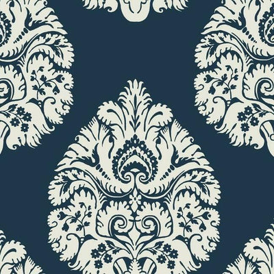 product image for Teardrop Damask Wallpaper in Navy from the Ronald Redding 24 Karat Collection by York Wallcoverings 69