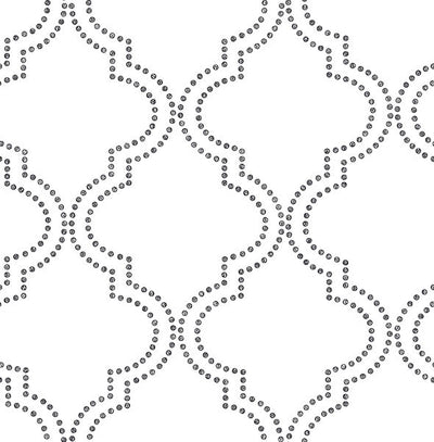 product image of sample tetra black and white quatrefoil wallpaper from the symetrie collection by brewster home fashions 1 582