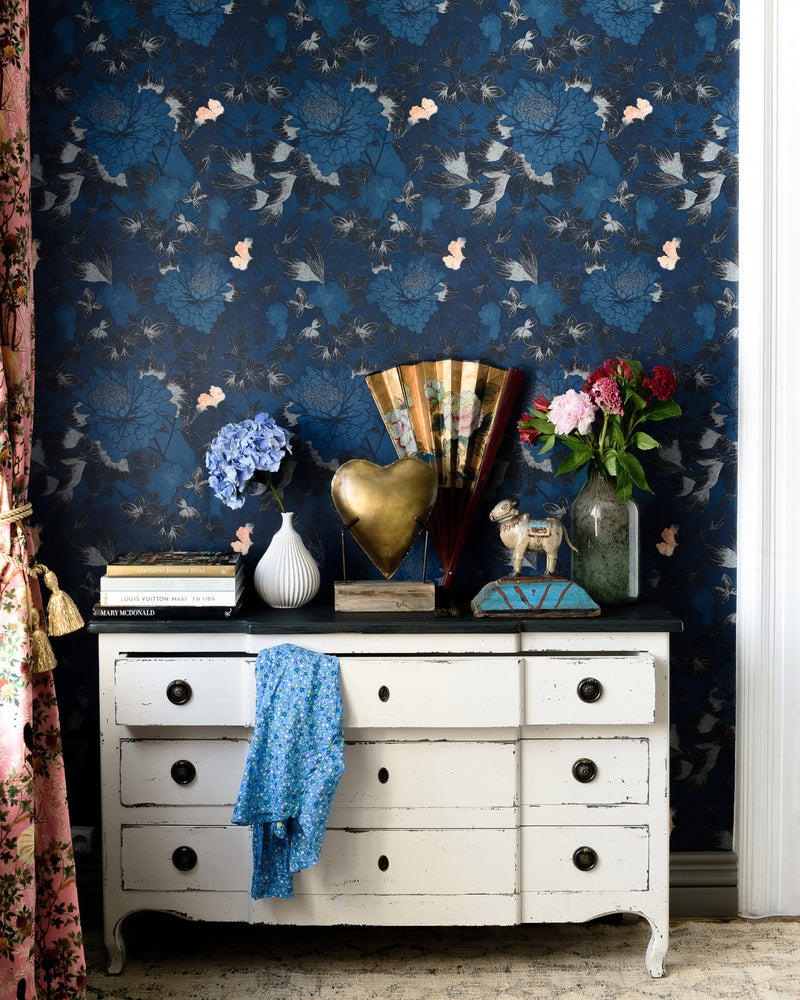 media image for The Cantonese Garden Wallpaper in Blue from the Chinese Garden Collection by Mind the Gap 224