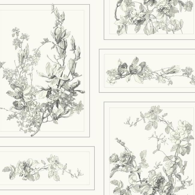 media image for The Magnolia Wallpaper in Grey and White from the Magnolia Home Collection by Joanna Gaines 239