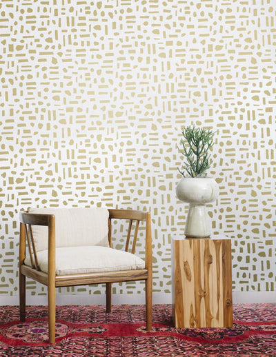 product image of The Pearl Wallpaper in Gold on Cream design by Thatcher Studio 572