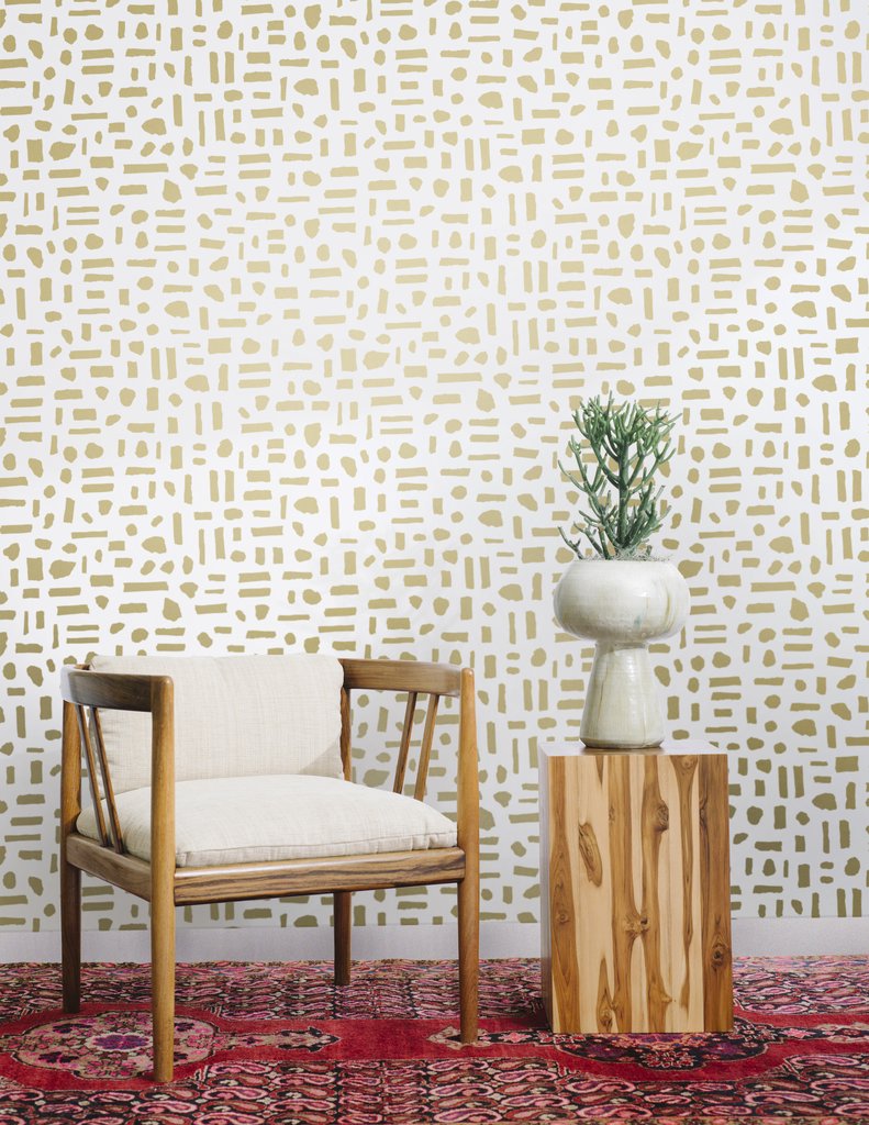 media image for The Pearl Wallpaper in Gold on Cream design by Thatcher Studio 253