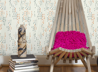 product image for The Sou'wester Wallpaper in Gloaming Neon Orange and Aquatic design by Thatcher Studio 67