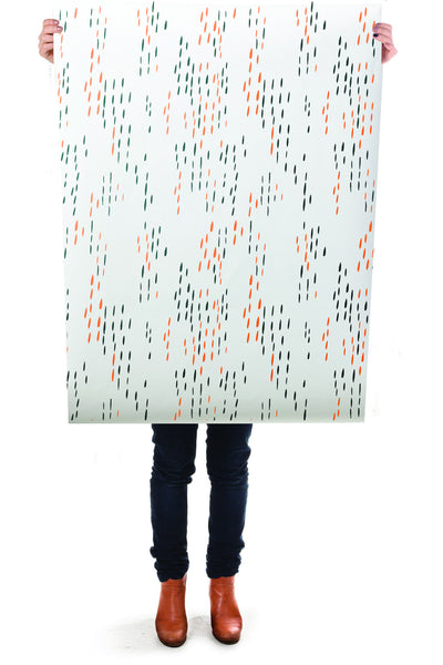 product image for The Sou'wester Wallpaper in Gloaming Neon Orange and Aquatic design by Thatcher Studio 10