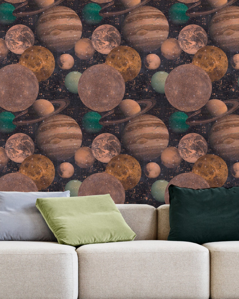 media image for The Universe Wallpaper in Black and Copper from the Eclectic Collection by Mind the Gap 258