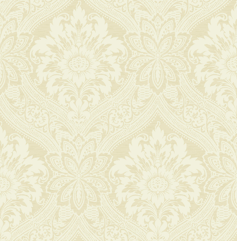media image for sample thread damask wallpaper in cream from the watercolor florals collection by mayflower wallpaper 1 298