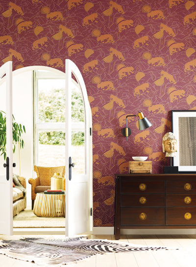 product image for Tibetan Tigers Wallpaper in Red, Orange, and Gold from the Tea Garden Collection by Ronald Redding for York Wallcoverings 92
