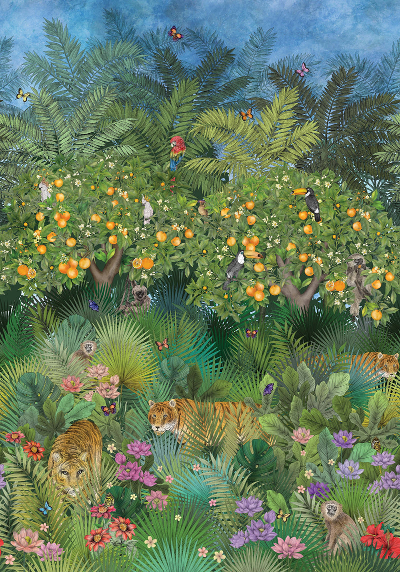 media image for Tiger Grove Wallpaper in Multi from the Daydreams Collection by Matthew Williamson for Osborne & Little 271