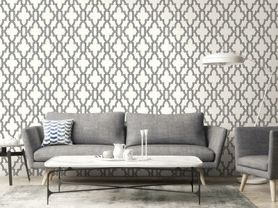 product image for Tile Trellis Peel-and-Stick Wallpaper in Black and White by NextWall 84