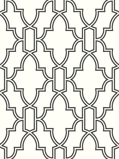 product image for Tile Trellis Peel-and-Stick Wallpaper in Black and White by NextWall 27