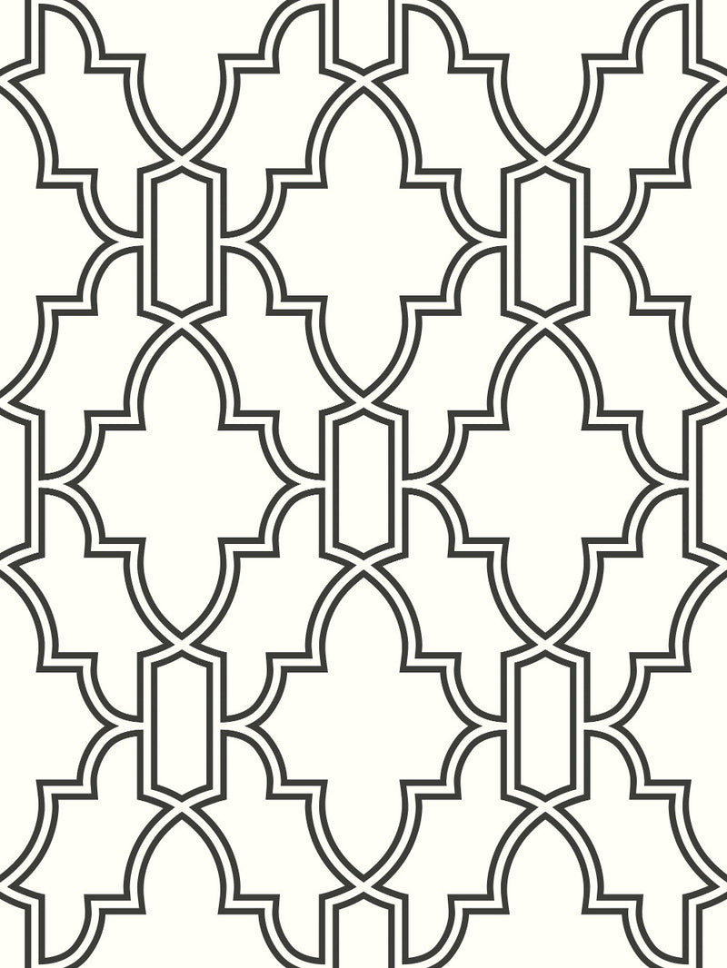 media image for sample tile trellis peel and stick wallpaper in black and white by nextwall 1 249