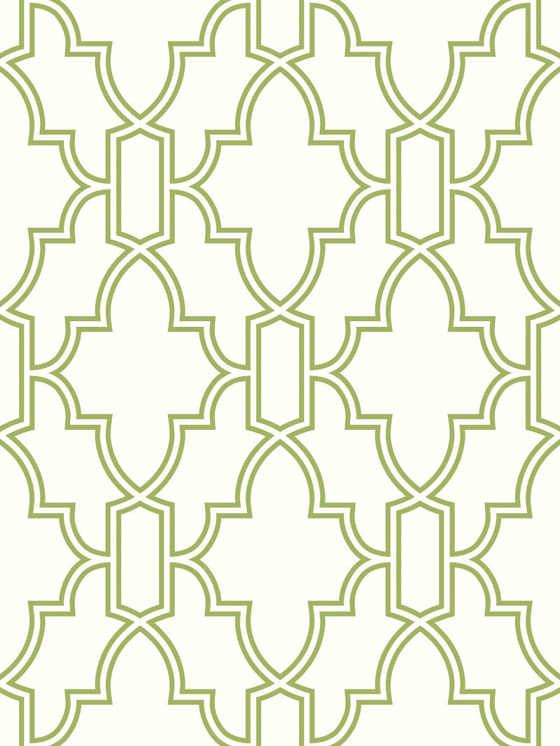 media image for Tile Trellis Peel-and-Stick Wallpaper in Green and White by NextWall 234