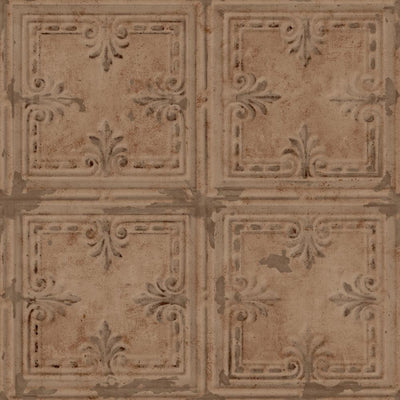 product image of sample tin tile peel stick wallpaper in copper by roommates for york wallcoverings 1 51