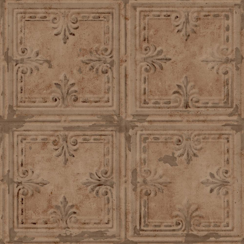 media image for sample tin tile peel stick wallpaper in copper by roommates for york wallcoverings 1 257