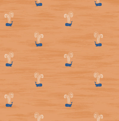 product image for Tiny Whales Wallpaper in Orange and Navy from the Day Dreamers Collection by Seabrook Wallcoverings 88