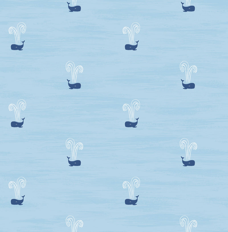 media image for Tiny Whales Wallpaper in Sky Blue and Navy from the Day Dreamers Collection by Seabrook Wallcoverings 245