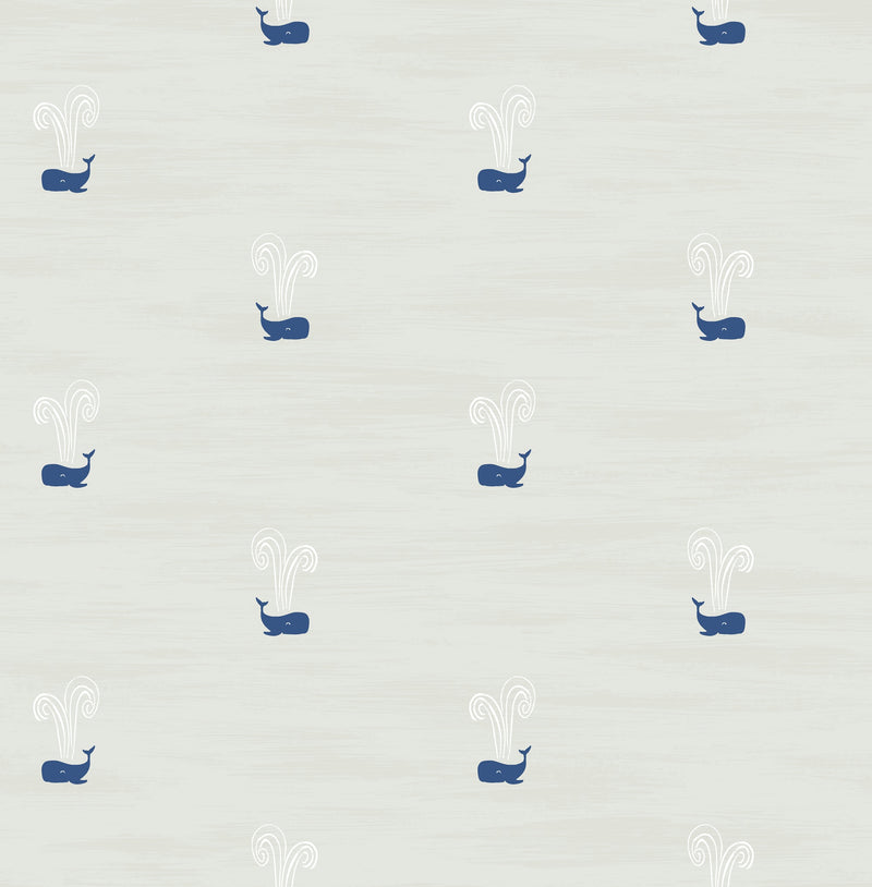 media image for sample tiny whales wallpaper in soft grey and navy from the day dreamers collection by seabrook wallcoverings 1 253