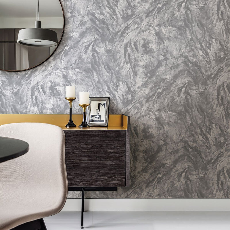 media image for Titania Marble Texture Wallpaper in Pewter from the Polished Collection by Brewster Home Fashions 216