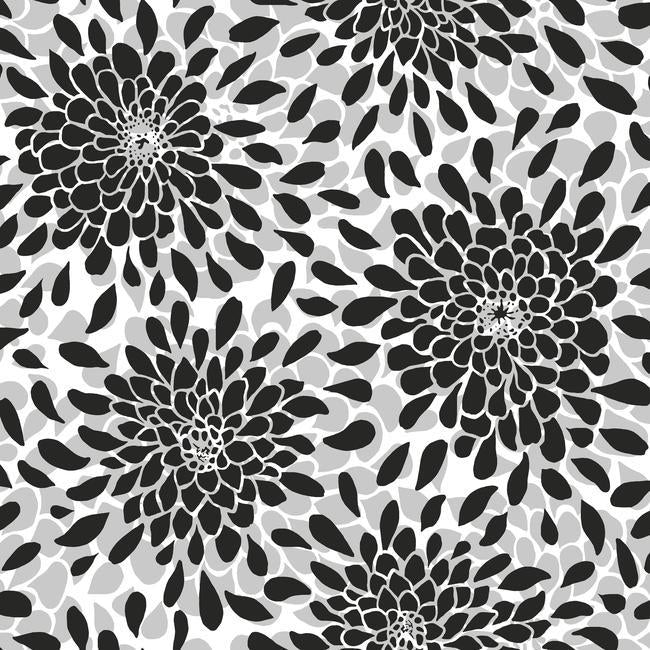 media image for sample toss the bouquet peel stick wallpaper in black by roommates for york wallcoverings 1 261