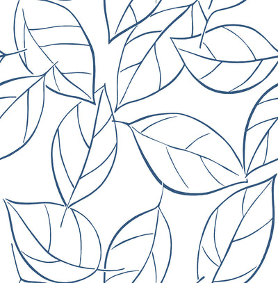 product image of sample tossed leaves peel and stick wallpaper in navy blue by nextwall 1 522